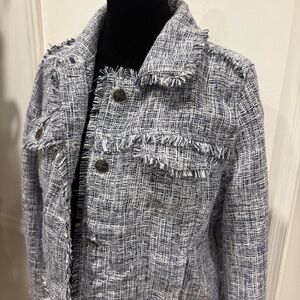 Lu Lu B Navy & White Tweed Short Jacket! Beautiful and Great Pre-Loved Condition